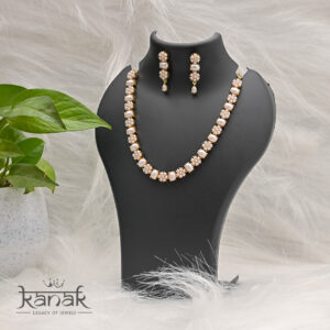 “elevate your elegance: 24k gold plated floral set with pearls & stones”