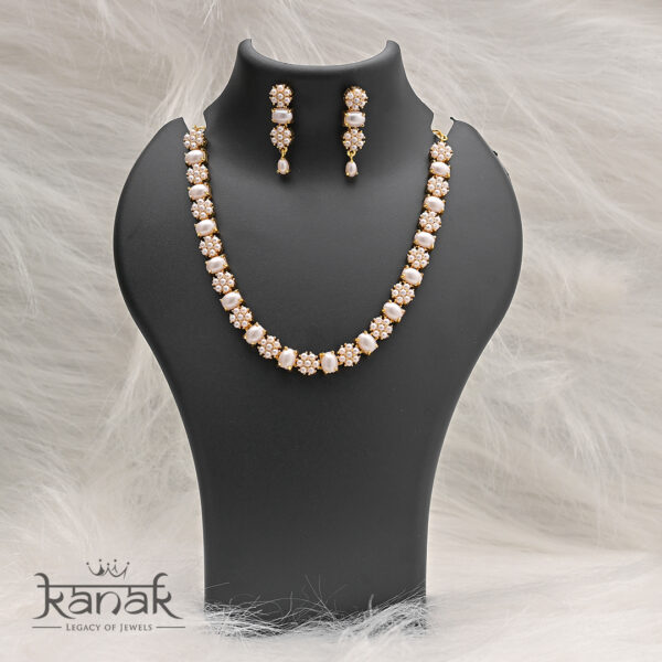 “elevate your elegance: 24k gold plated floral set with pearls & stones”