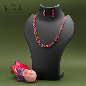 24k gold plated ruby hued necklace set for a timeless look