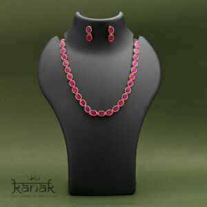 24k gold plated ruby hued necklace set for a timeless look