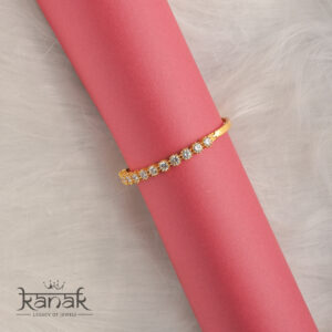 adorn your wrist with a line of endless brilliance. this exquisite bangle, finished with 24 carat gold plating, features a continuous row of dazzling white cubic zirconia stones. each gem is perfectly set to catch the light, creating a stunning display of sparkle with every movement. a timeless piece that’s simple enough for daily wear yet elegant enough to make a statement, this bangle adds a touch of pure sophistication to any outfit.