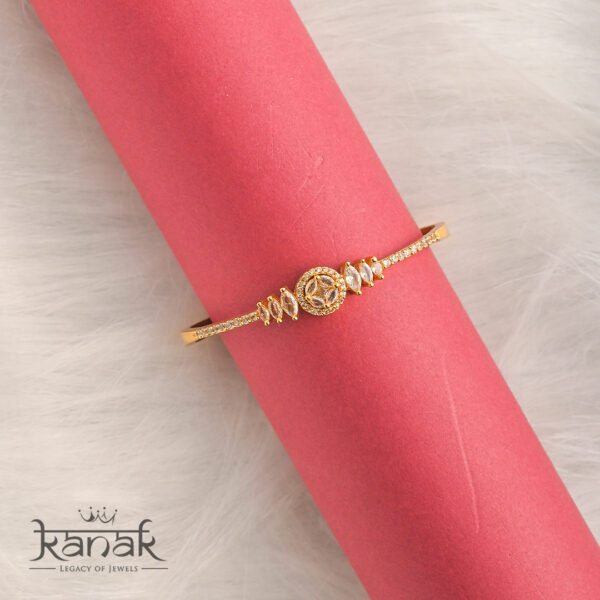 celestial glow: 24k gold plated bangle with marquise stones & sunburst detail