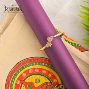 “bloom in gold: elegant floral cluster open cuff bangle”