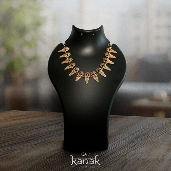 antique gold temple necklace with tribal spike charms