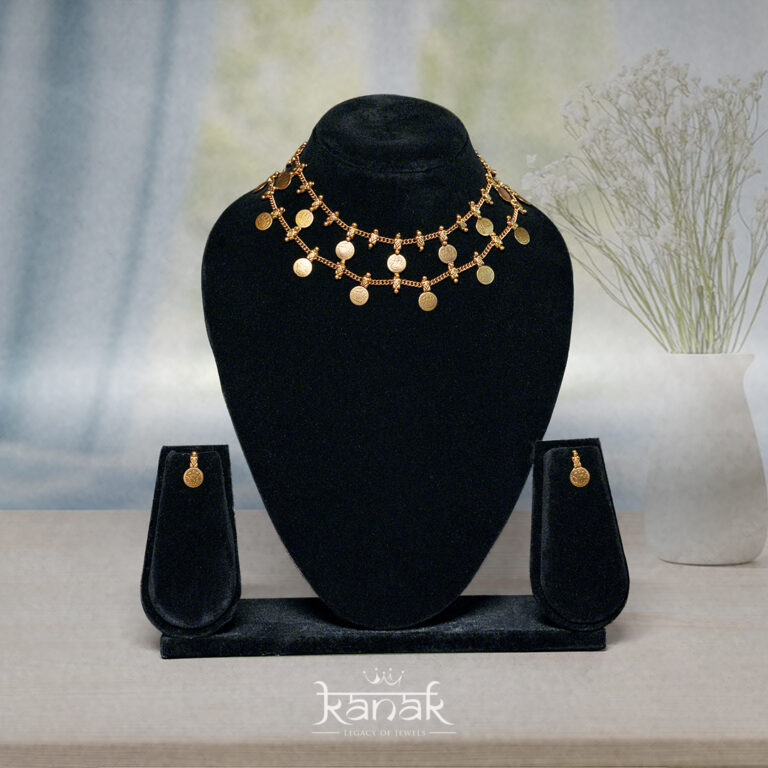 gold coin charm necklace set