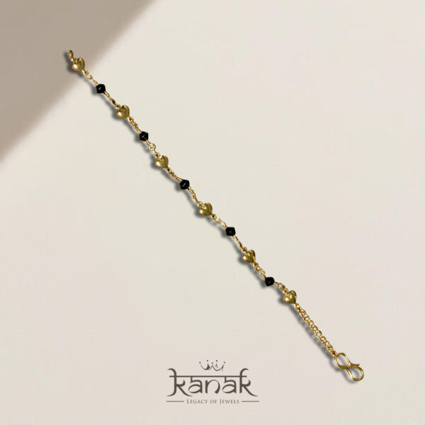 elegant heart link black bead gold bracelet by kanak